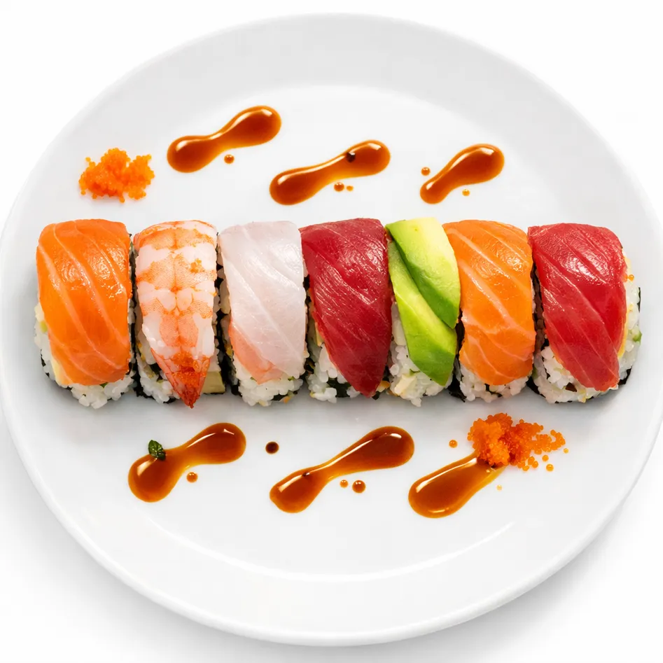 Rainbow Roll at Sushi Panda - Fresh sushi near Canyon Meadows Calgary